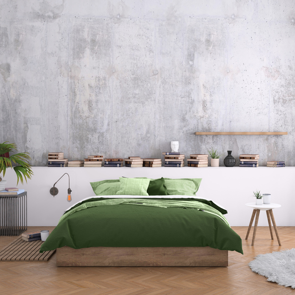 decore-decor-quarto-parede-cinza-sofisticada-tons-verdes